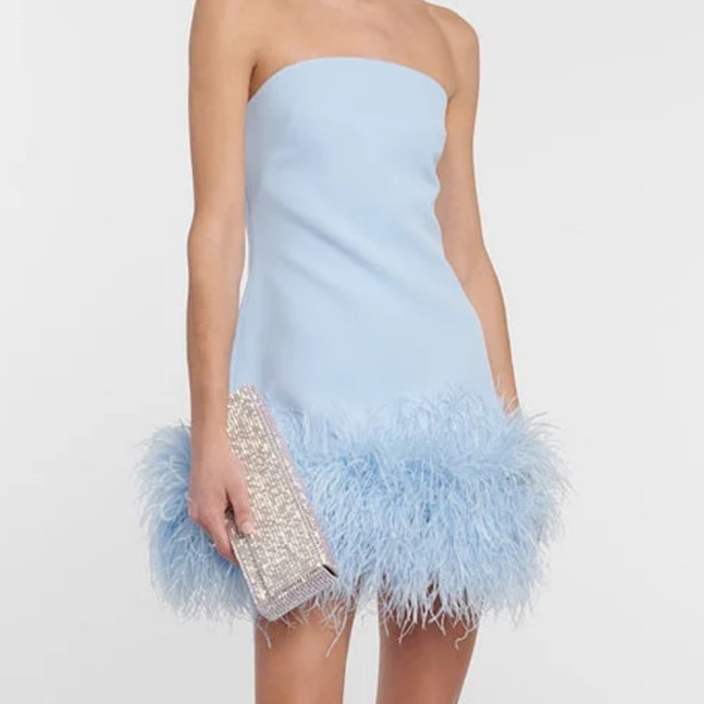 Blue feather dress wedding